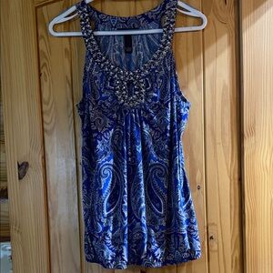 INC International Concepts Blue Paisley Tank Top